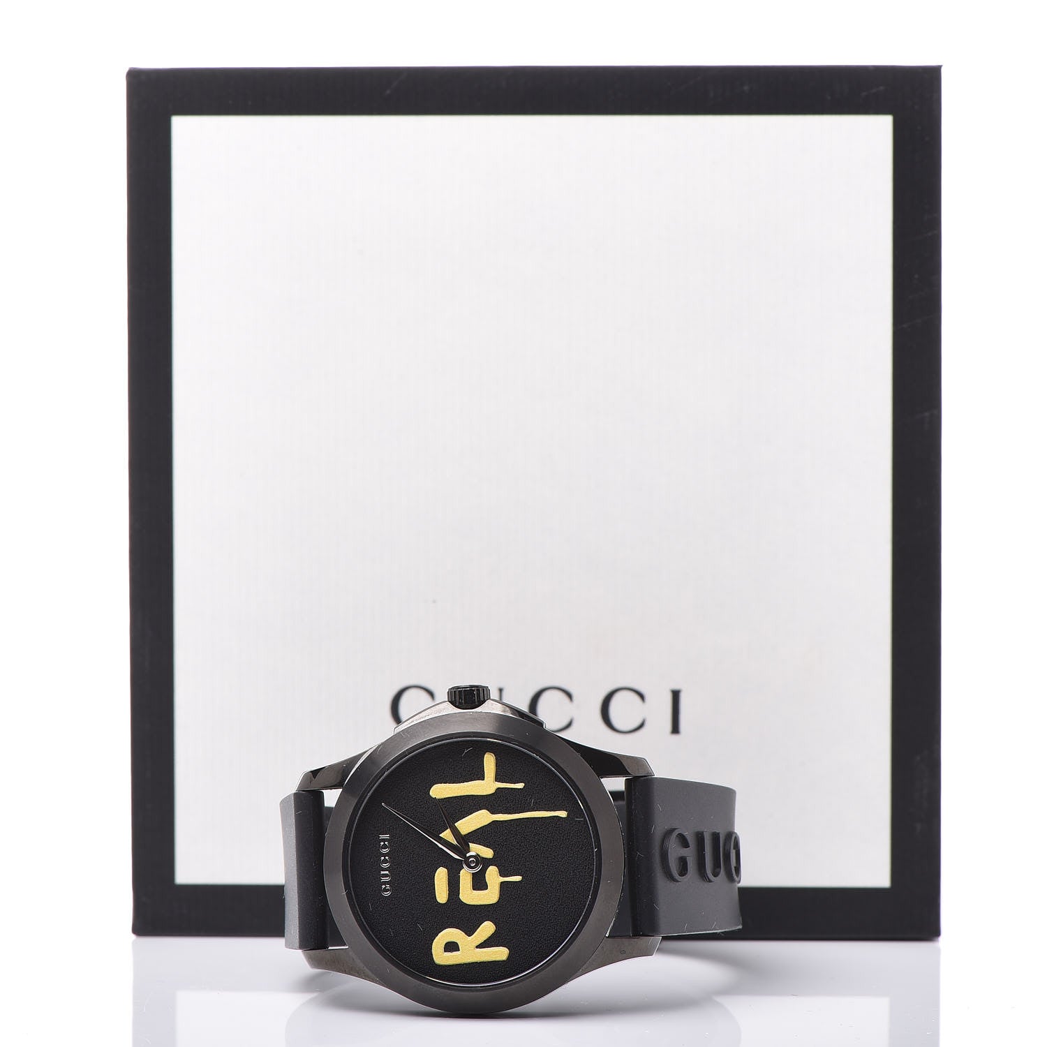 Gucci PVD Stainless Steel Rubber 38mm G-Timeless REAL Quartz Watch Black 7 of 7