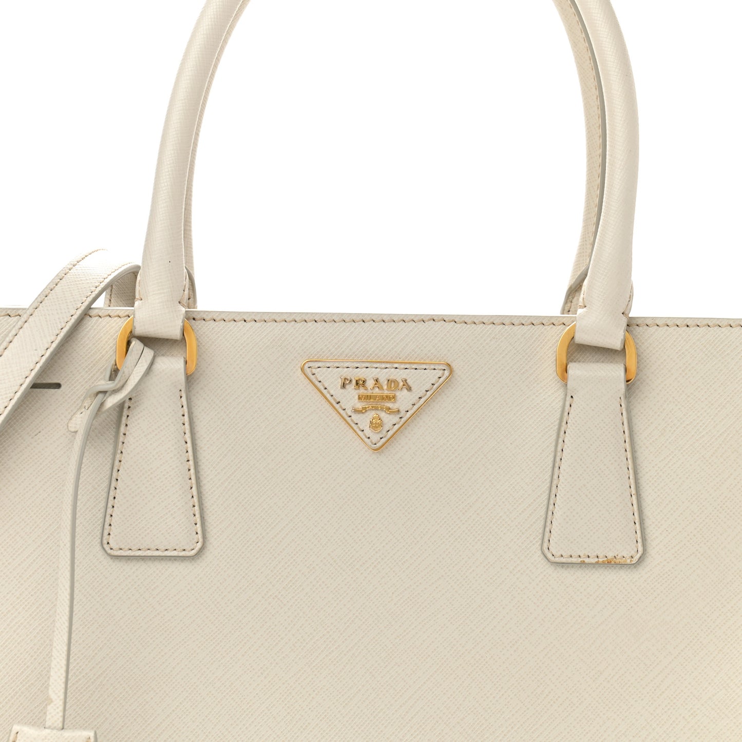 Saffiano Medium Galleria Double Zip Tote Bianco