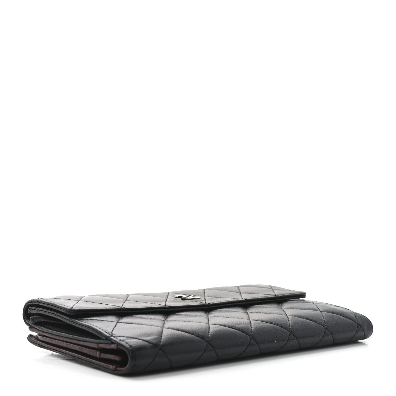 Chanel Lambskin Quilted Long Flap Wallet Black 4 of 8