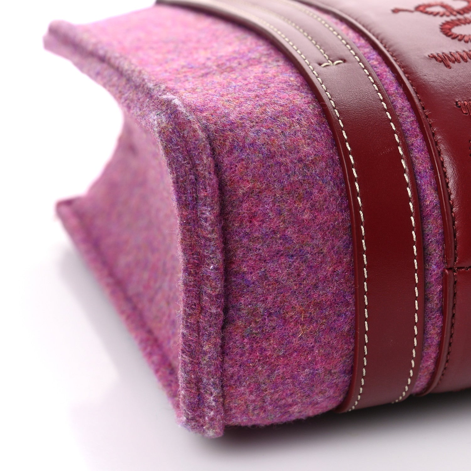 Chloe Recycled Felt Calfskin Small Woody Ribbon Tote Striking Purple 7 of 9