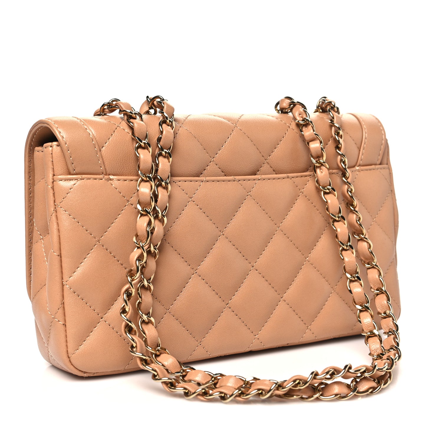 Lambskin Quilted Small Flap Bag Dark Beige