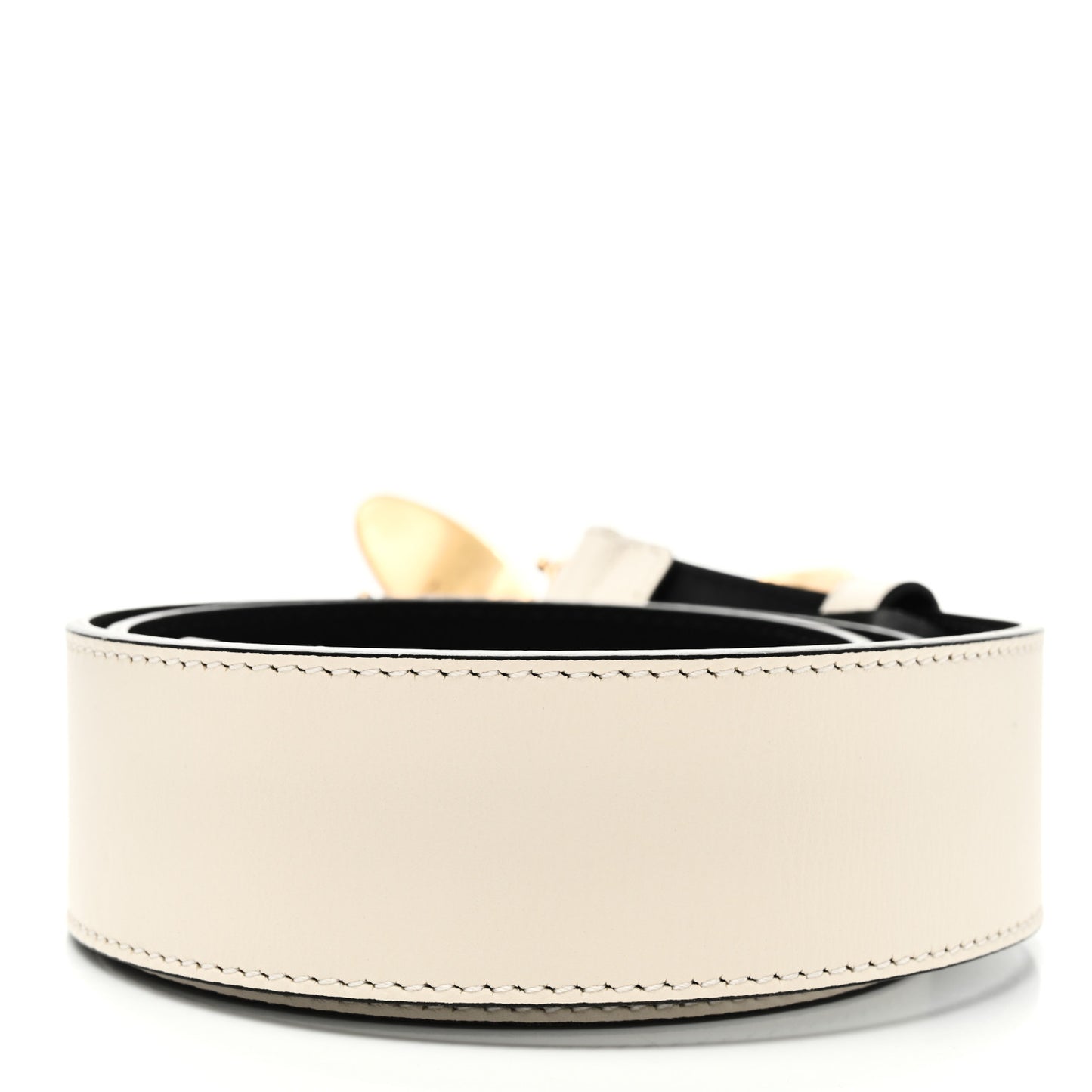 Calfskin Queen Margaret Bee Belt 85 34 White