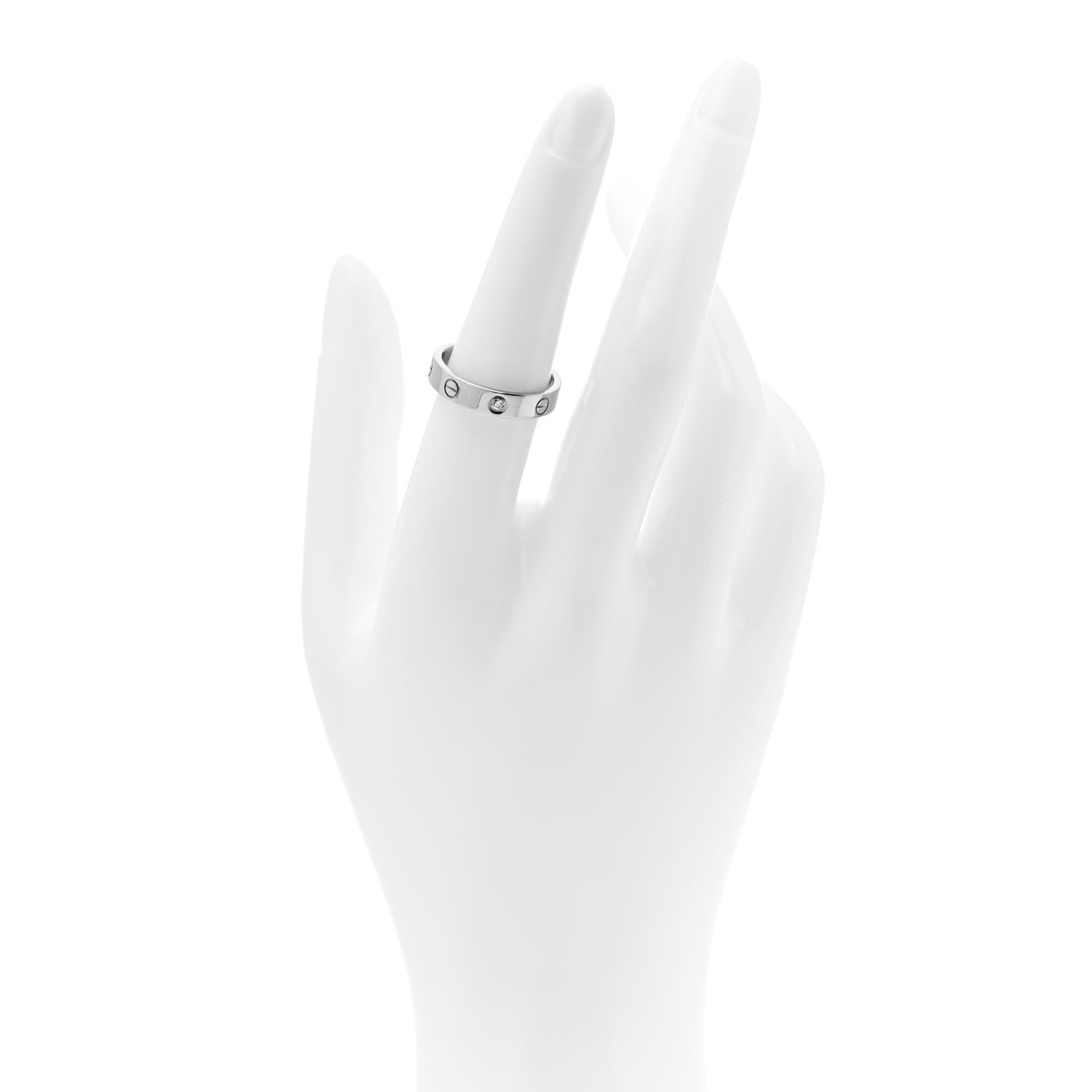 Cartier 18K White Gold Diamond 4mm LOVE Wedding Band Ring 53 6.5 2 of 6