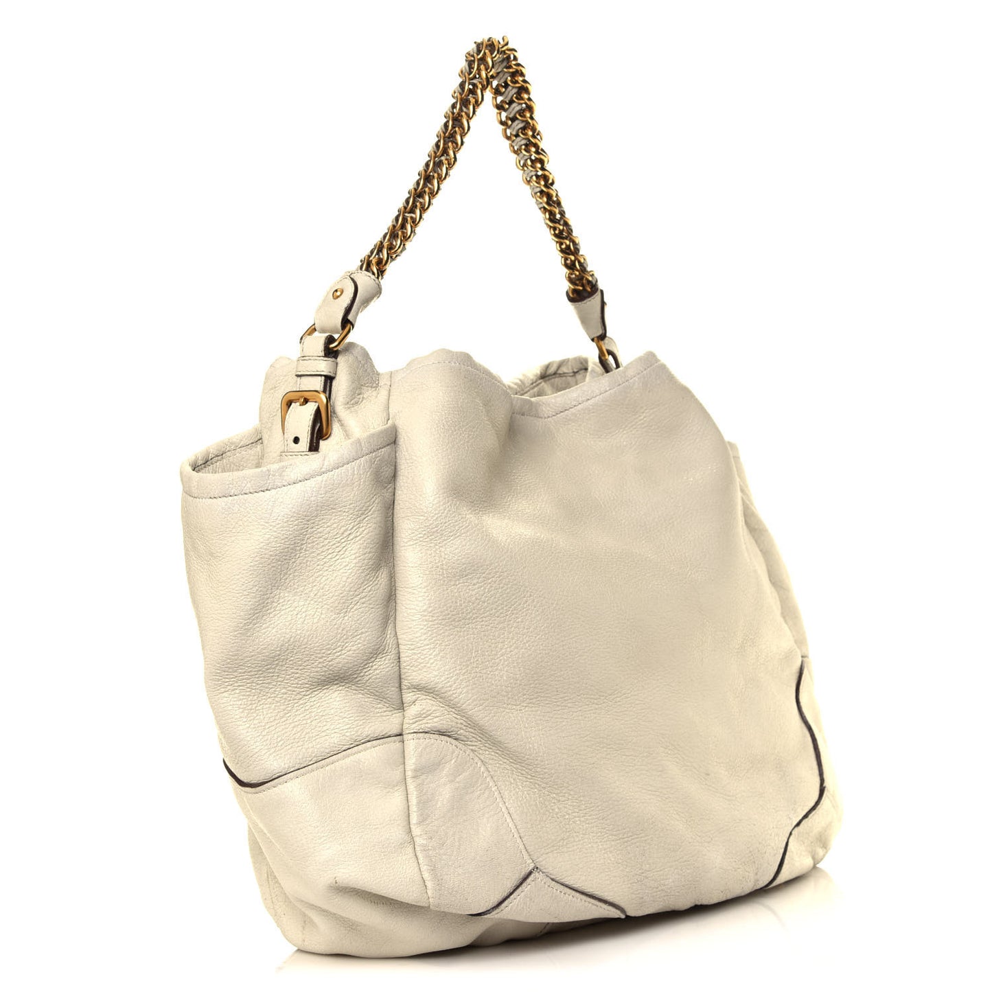 Cervo Lux Chain Shoulder Bag Talco