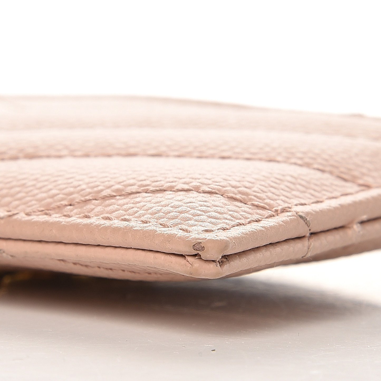 Grain De Poudre Matelasse Chevron Monogram Credit Card Case Pale Blush