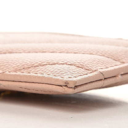 Saint Laurent Grain De Poudre Matelasse Chevron Monogram Credit Card Case Pale Blush 8 of 9