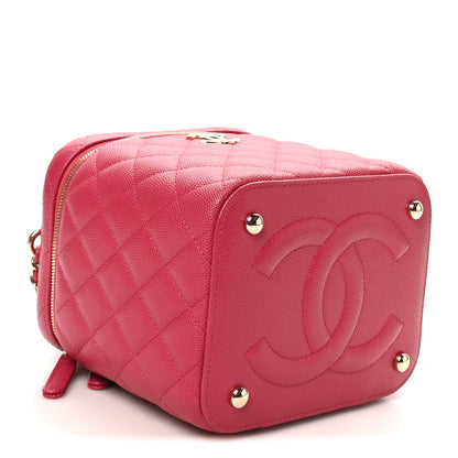 Chanel Caviar Quilted Small Top Handle Vanity Case With Chain Dark Pink 3 of 10