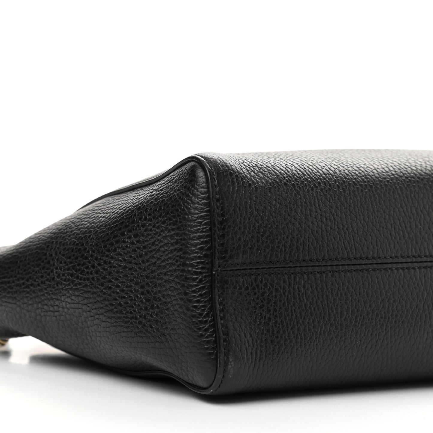 Dollar Calfskin Mini Swing Top Handle Bag Black