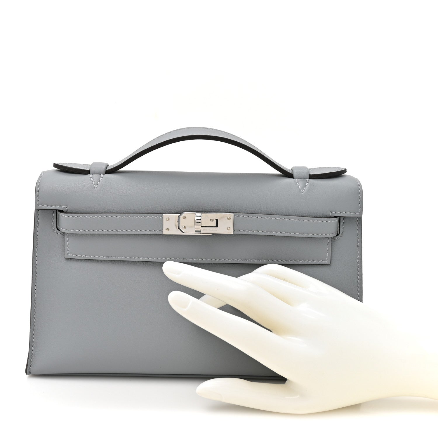 Hermes Swift Kelly Pochette Clutch Gris Pantin 2 of 12