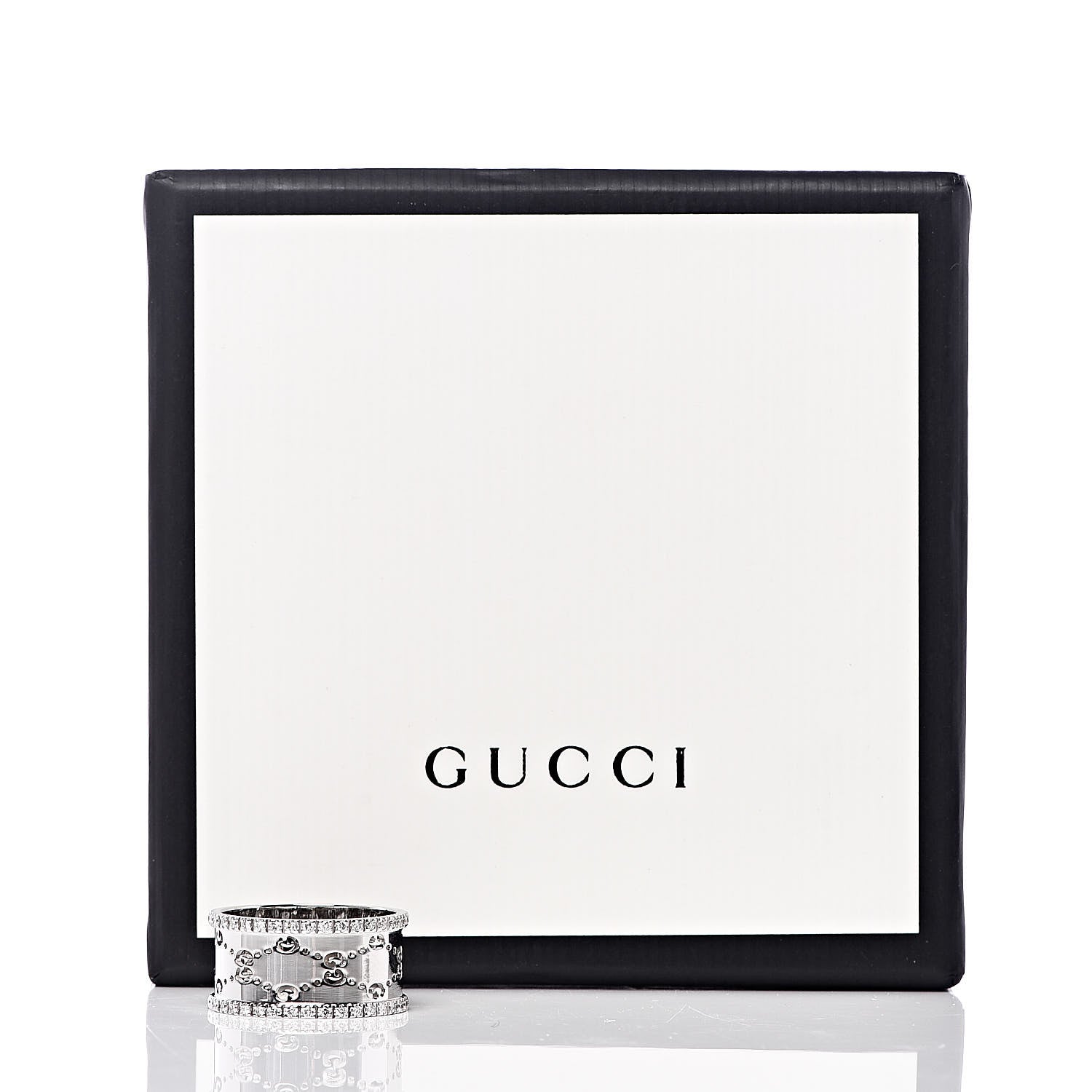 Gucci 18K White Gold Diamond 10mm Icon Eternity Band Ring 55 7.25 6 of 6