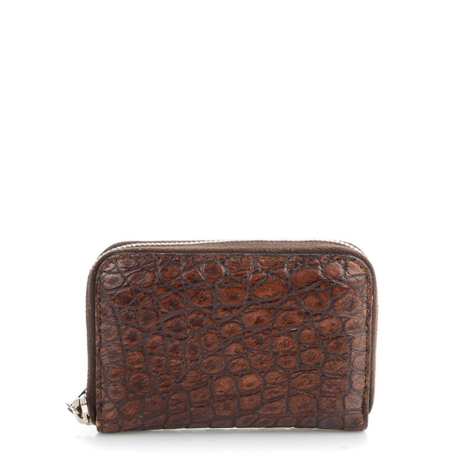 Gucci Crocodile Zip Around Card Case Brown 1 of 7