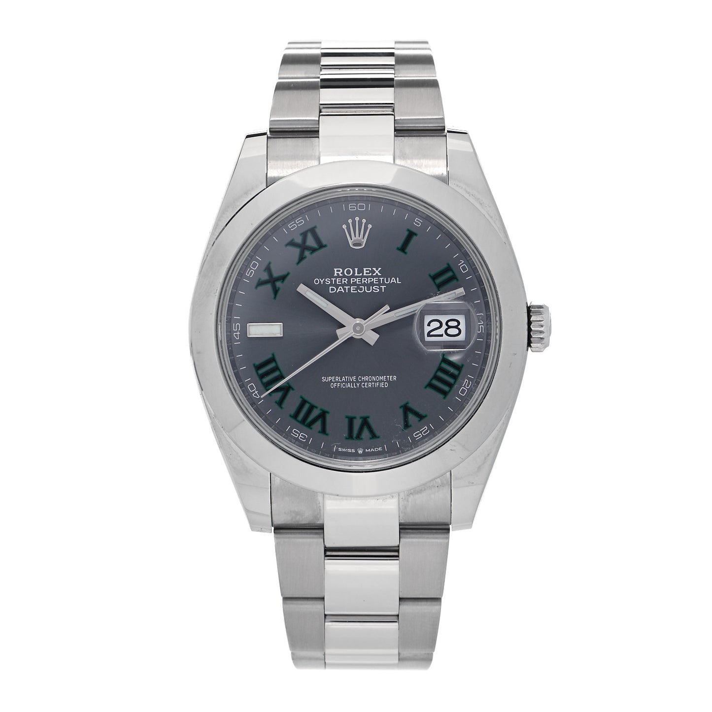 Stainless Steel 41mm Oyster Perpetual Wimbledon Datejust Watch Slate 126300