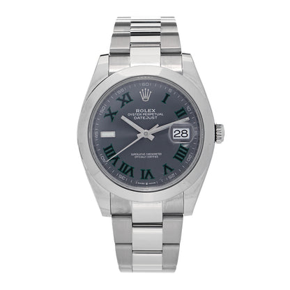 Rolex Stainless Steel 41mm Oyster Perpetual Wimbledon Datejust Watch Slate 126300 1 of 4