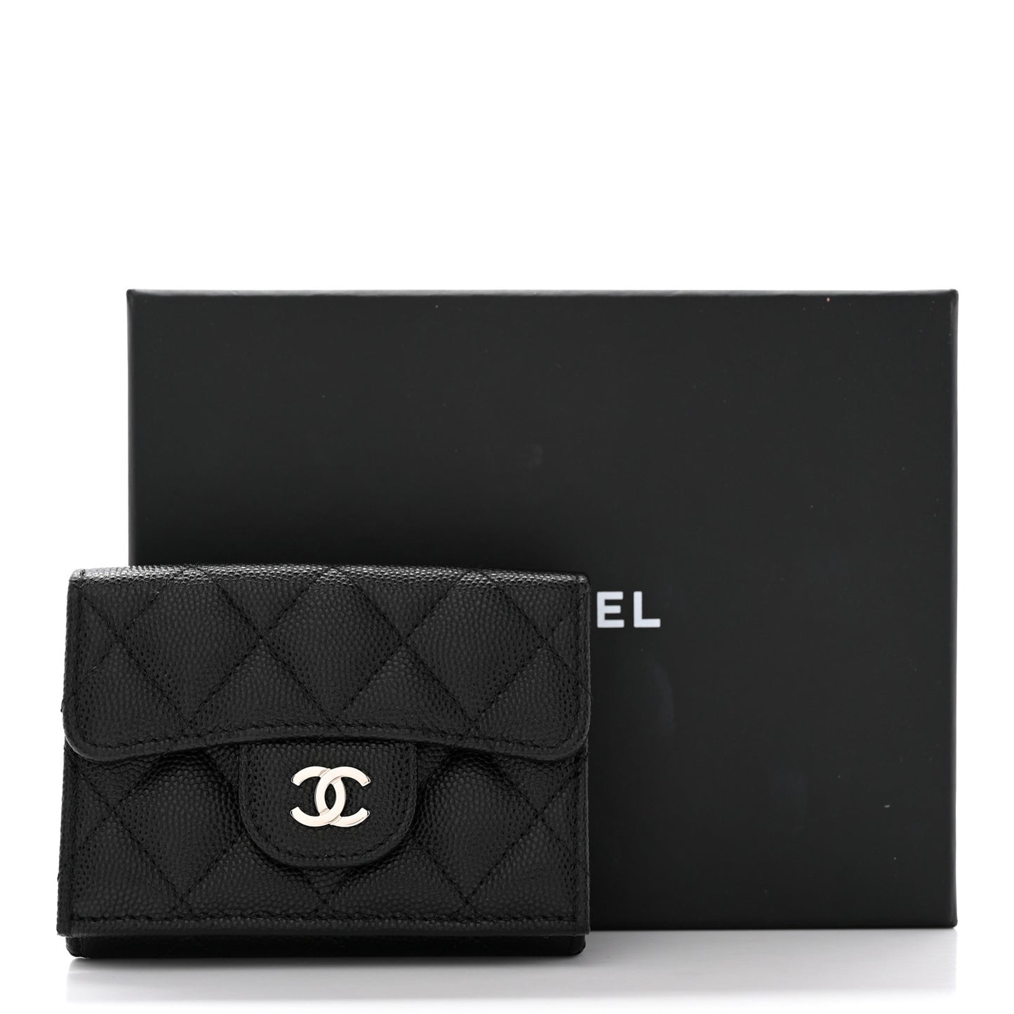 Caviar Quilted Double Flap Wallet Black