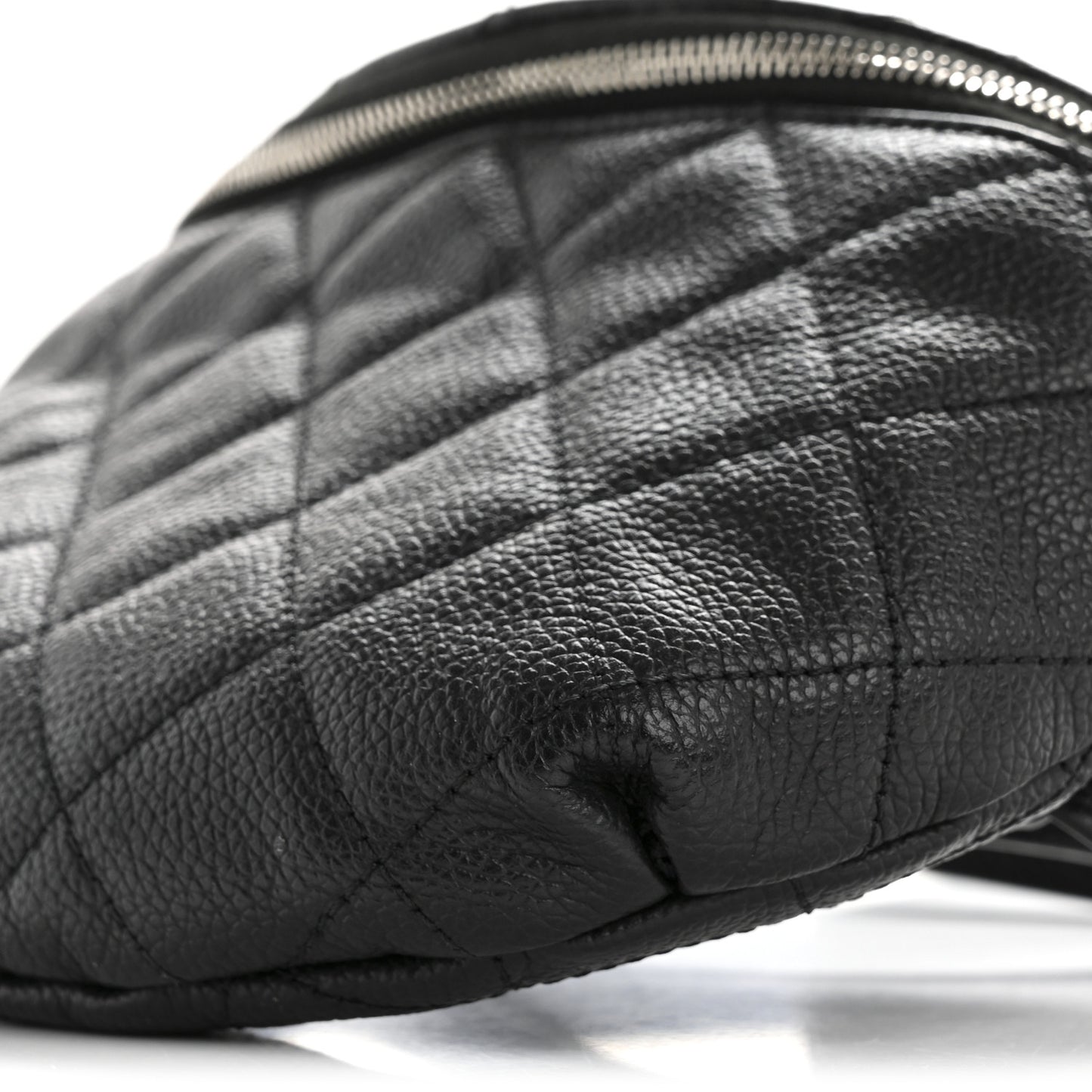 Grained Calfskin Quilted Waist Belt Bag Black