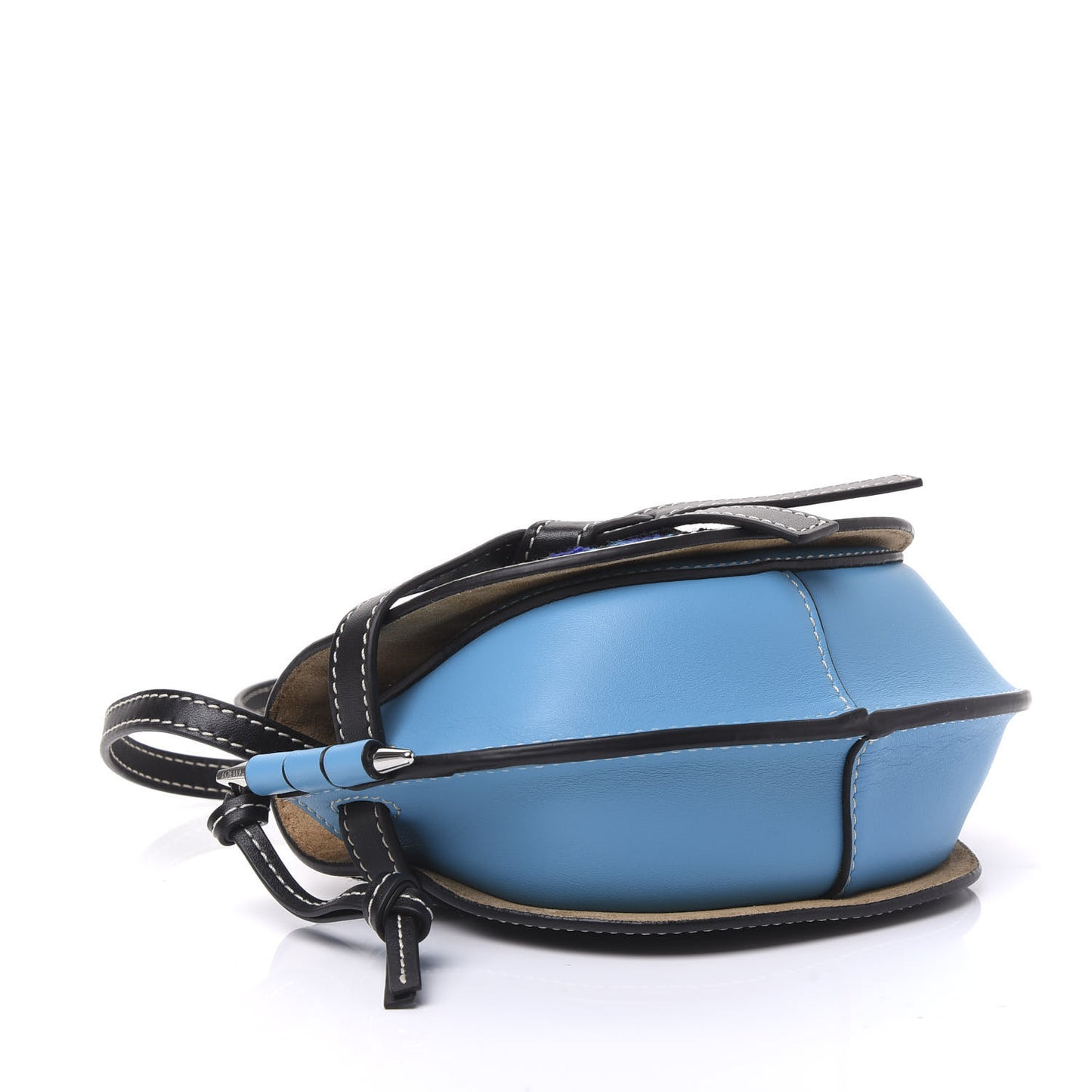 Grained Calfskin Floral Mini Gate Crossbody Bag Peacock Blue