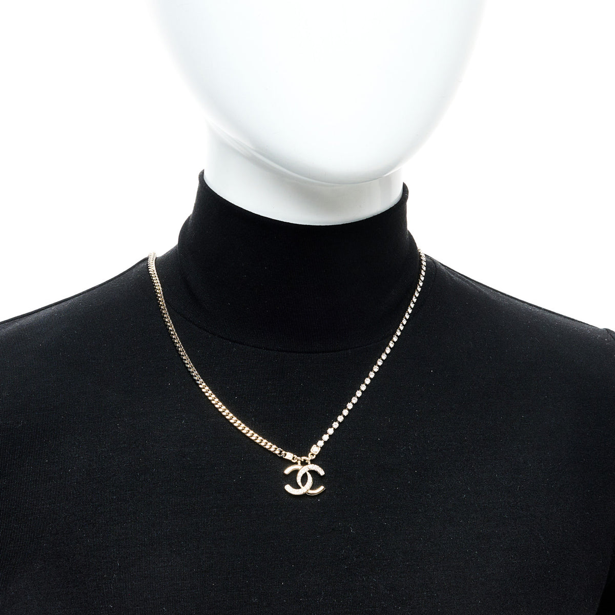 Crystal CC Pendant Necklace Gold