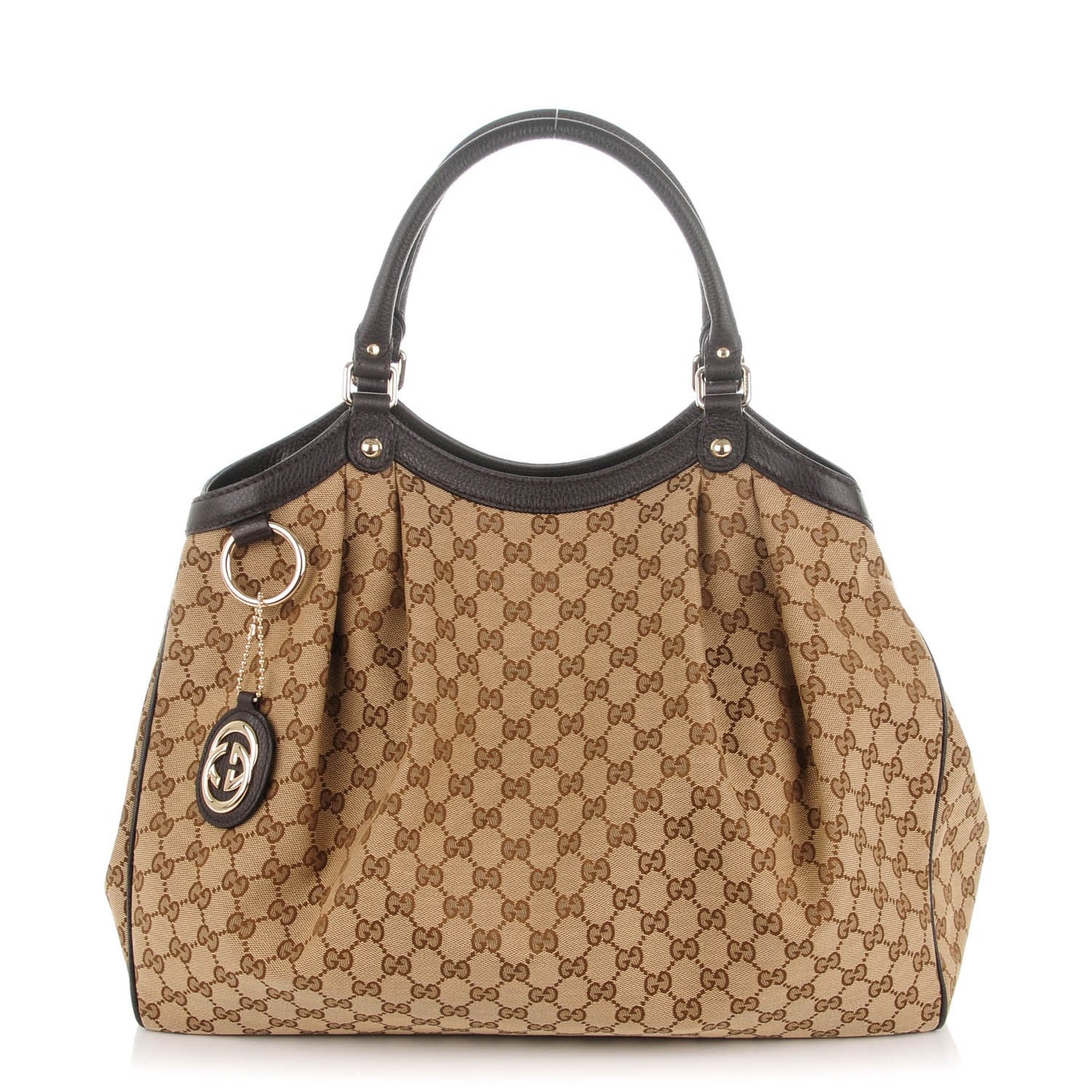 Monogram Dollar Calfskin Large Sukey Tote Beige Ebony Testa di Moro