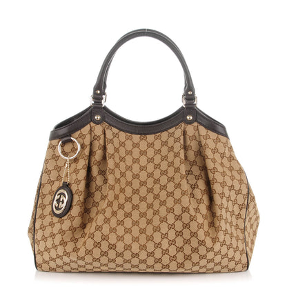 Gucci Monogram Dollar Calfskin Large Sukey Tote Beige Ebony Testa di Moro 1 of 7