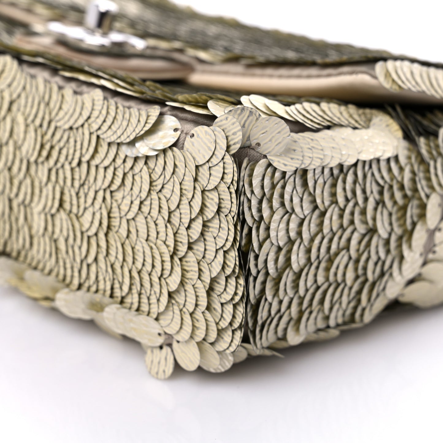 Sequin Paillette Small Flap Beige