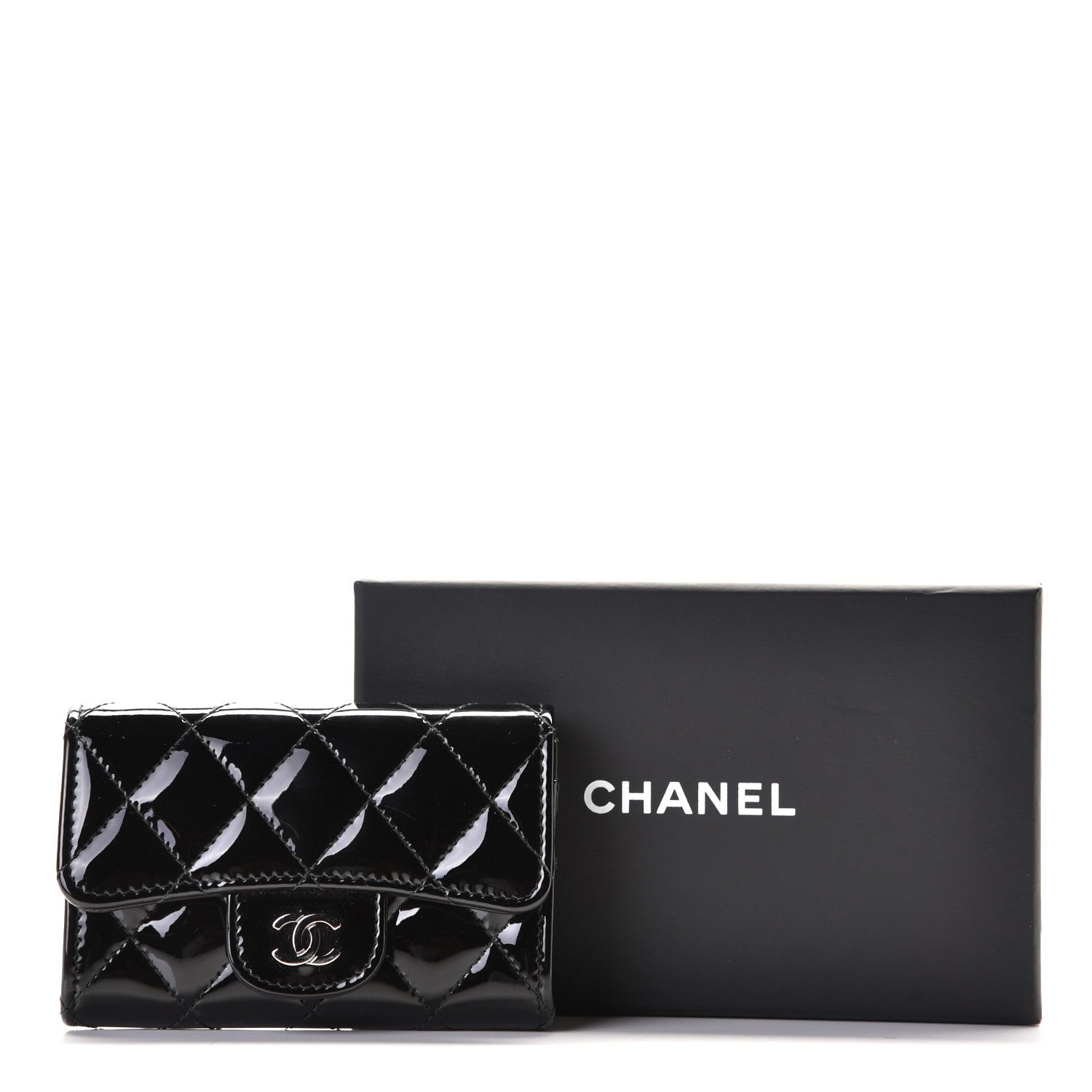Chanel Patent Quilted Flap Card Holder Black 6 of 6