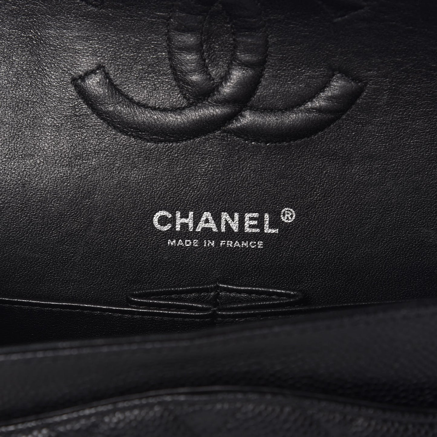 Caviar Quilted Medium Double Flap Black
