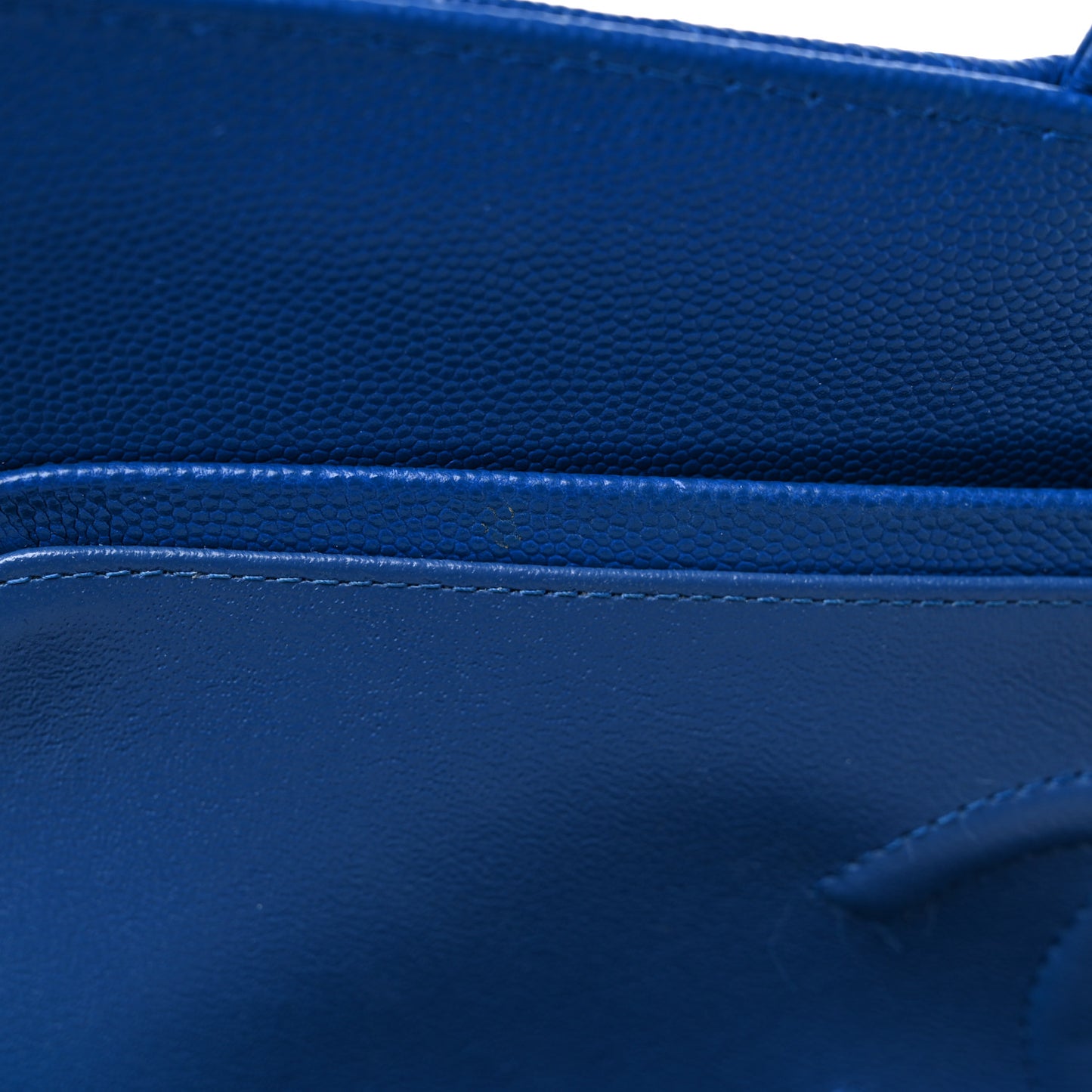 Caviar Chevron Quilted Medium Double Flap Blue