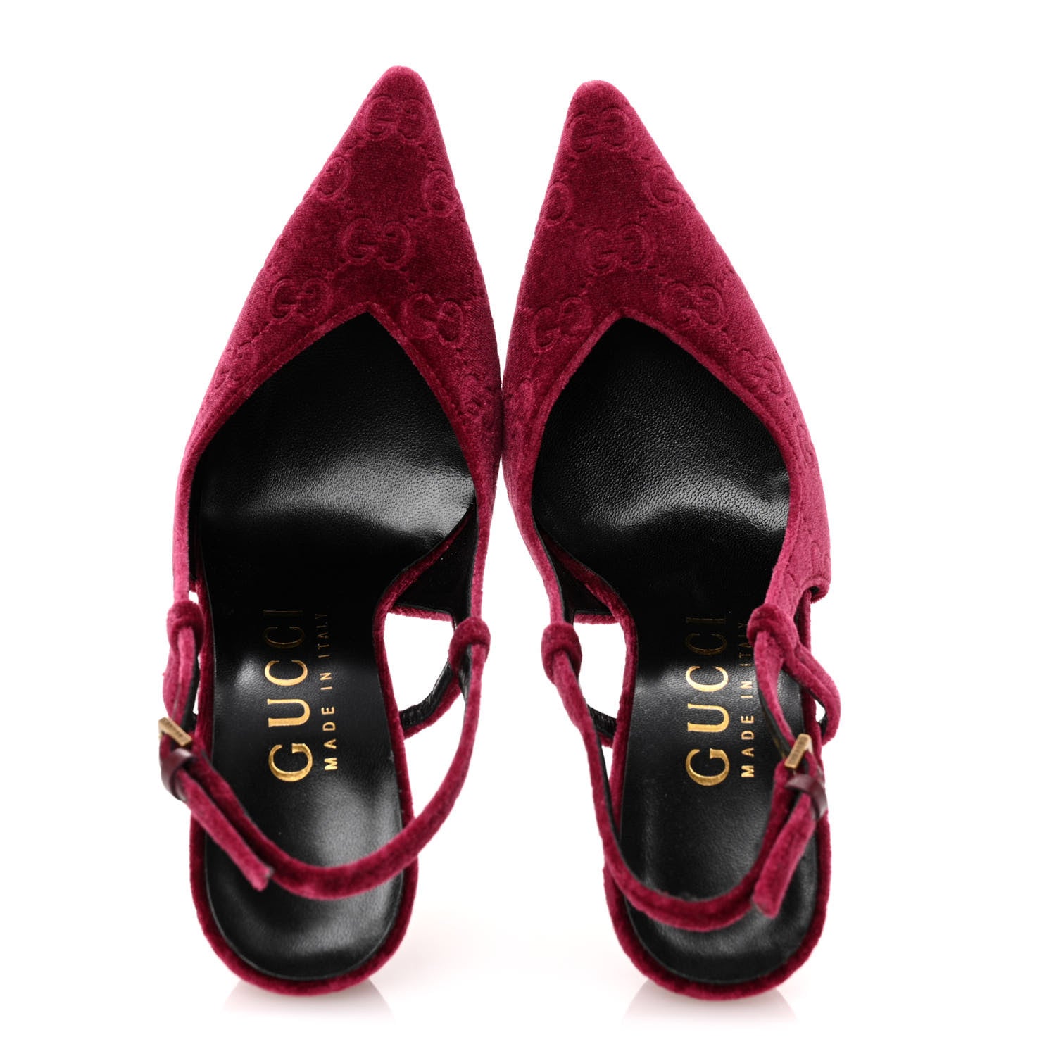 Gucci Velvet GG Monogram Slingback 115mm Pumps 35 Burgundy 2 of 9