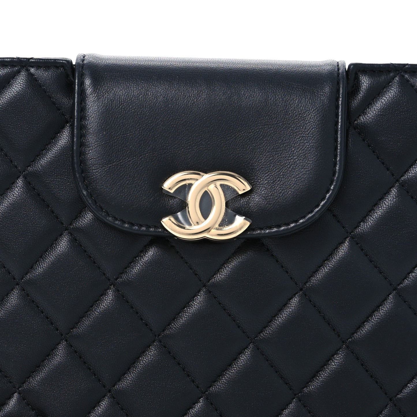 Lambskin Quilted CC Pouch Wristlet Black