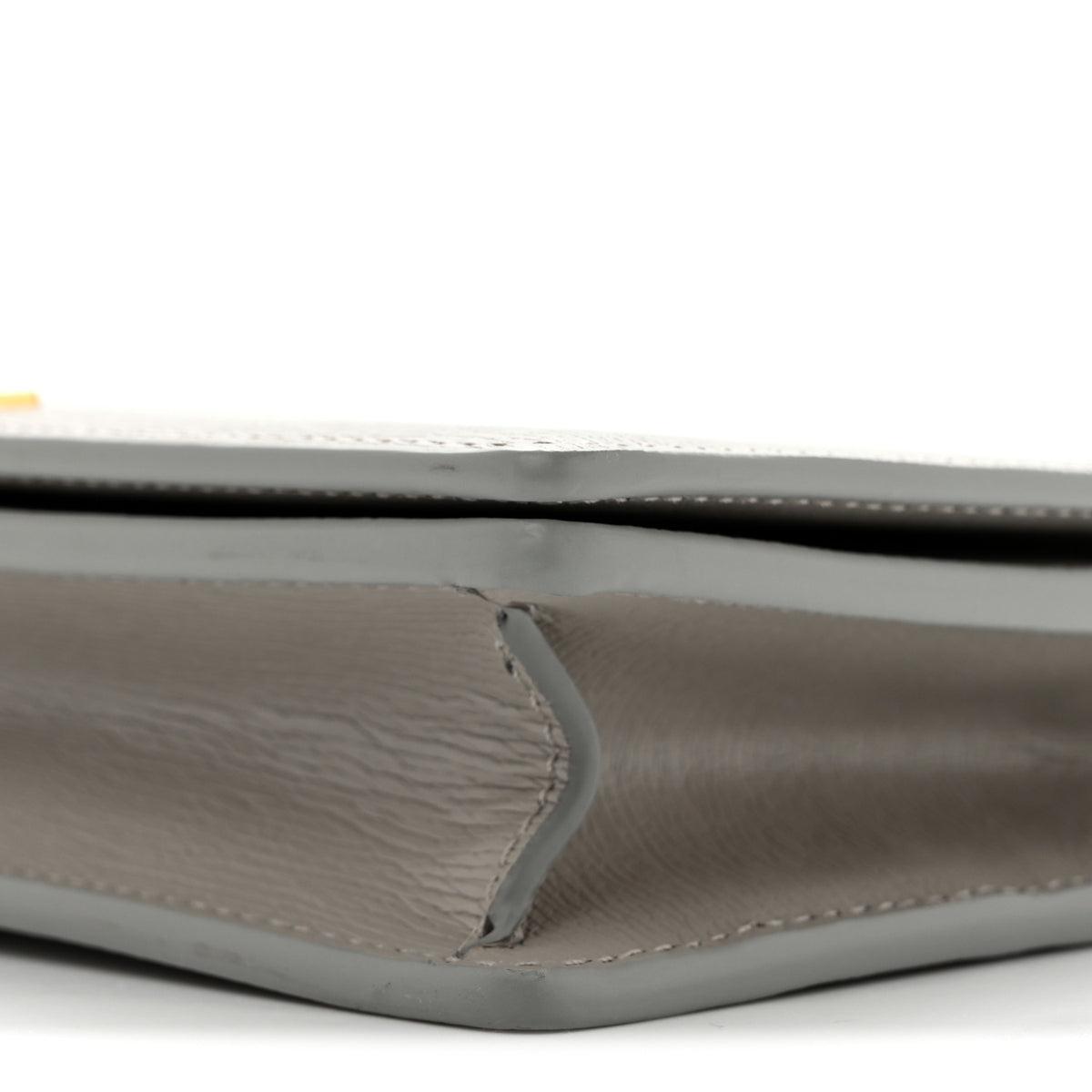 Textured Calfskin Script Logo Wallet On Chain Grey