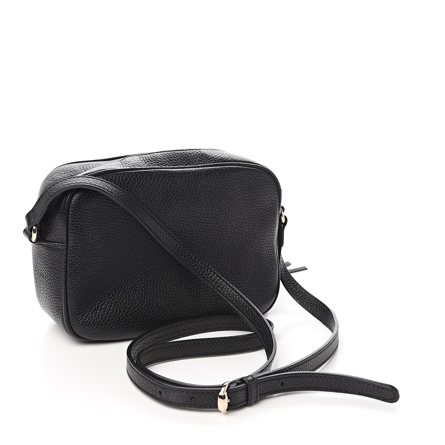 Pebbled Calfskin Small Soho Disco Bag Black