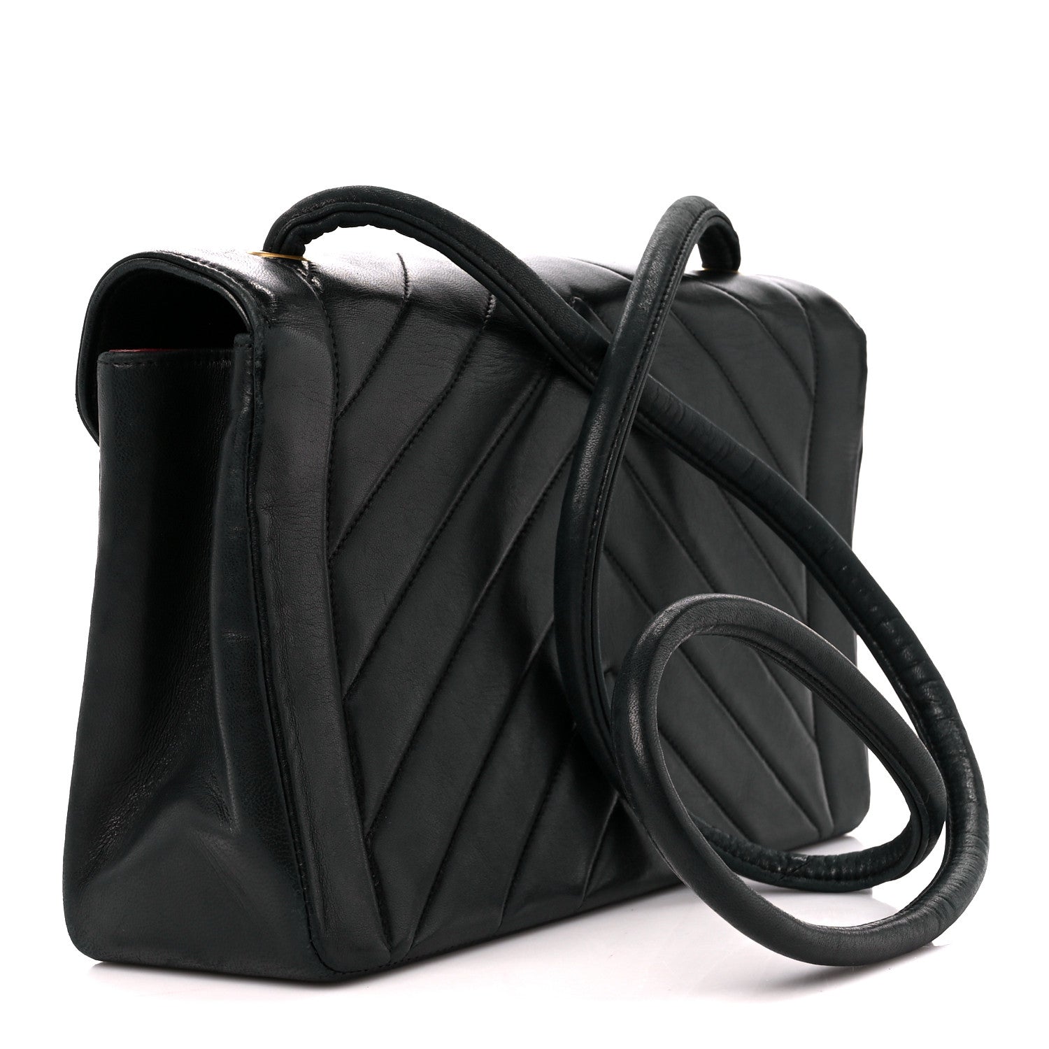 Chanel Lambskin Chevron Quilted Envelope Flap Black 3 of 12