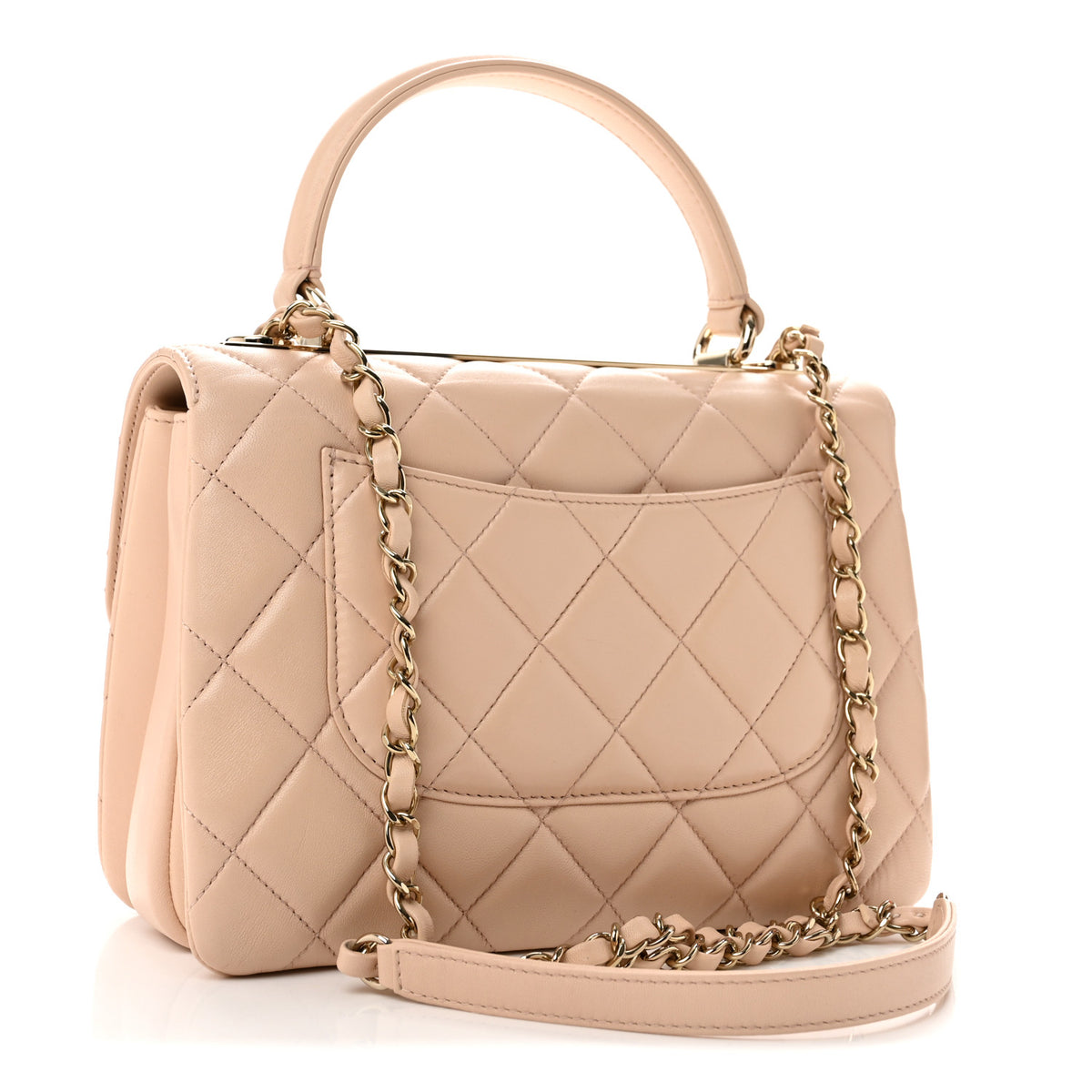 Lambskin Quilted Small Trendy CC Dual Handle Flap Bag Beige