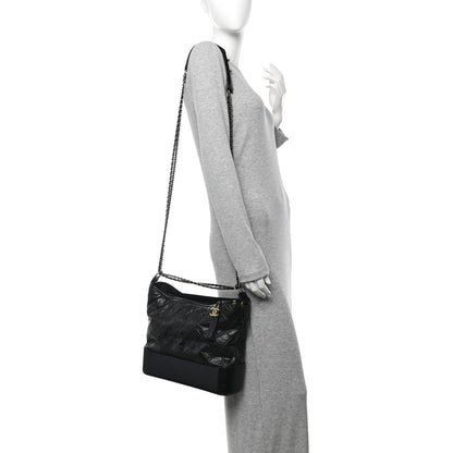 Chanel Aged Calfskin Quilted Large Gabrielle Hobo Black 2 of 10