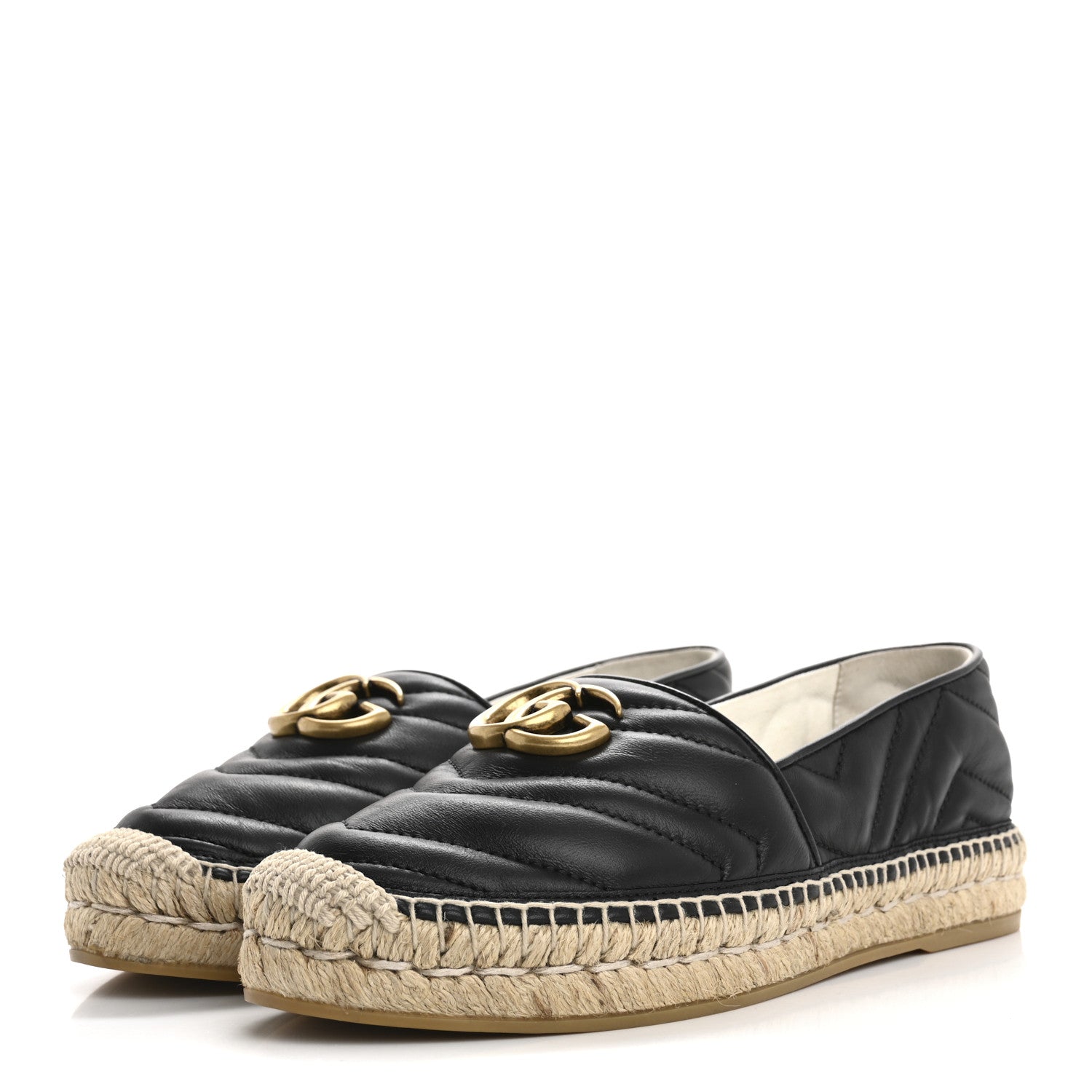 Gucci Nappa Matelasse GG Marmont Espadrilles 37.5 Black 4 of 11