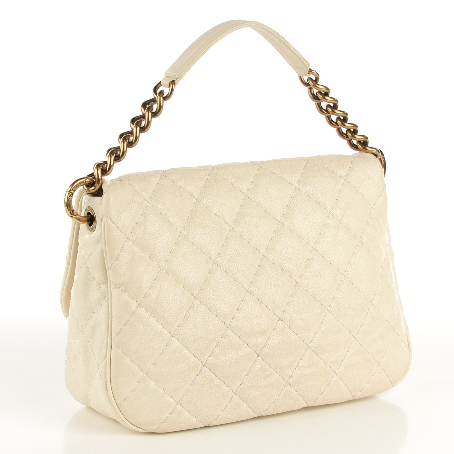 Chanel Crumpled Caviar Coco Pleats Messenger Flap Ivory 3 of 8