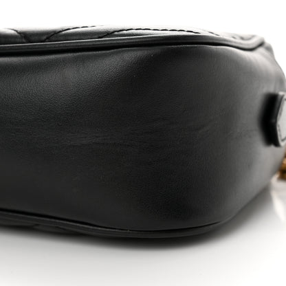 Gucci Calfskin Matelasse Small GG Marmont Chain Shoulder Bag Black 9 of 17