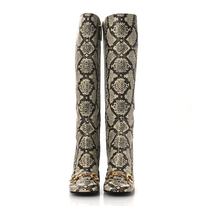 Gucci Calfskin Snakeskin Embossed Charlotte Horsebit 55mm Knee High Boots 38.5 Multicolor 3 of 10