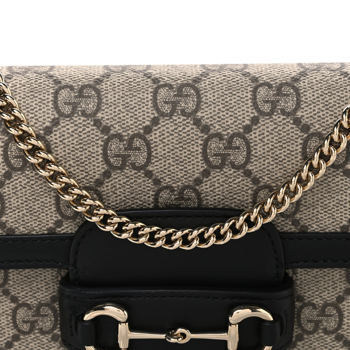Gucci GG Supreme Monogram Azalea Calfskin Horsebit 1955 Mini Bag Beige Black 9 of 11