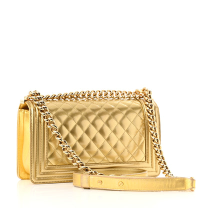 Chanel Metallic Patent Calfskin Quilted Medium Boy Flap Gold 3 of 15