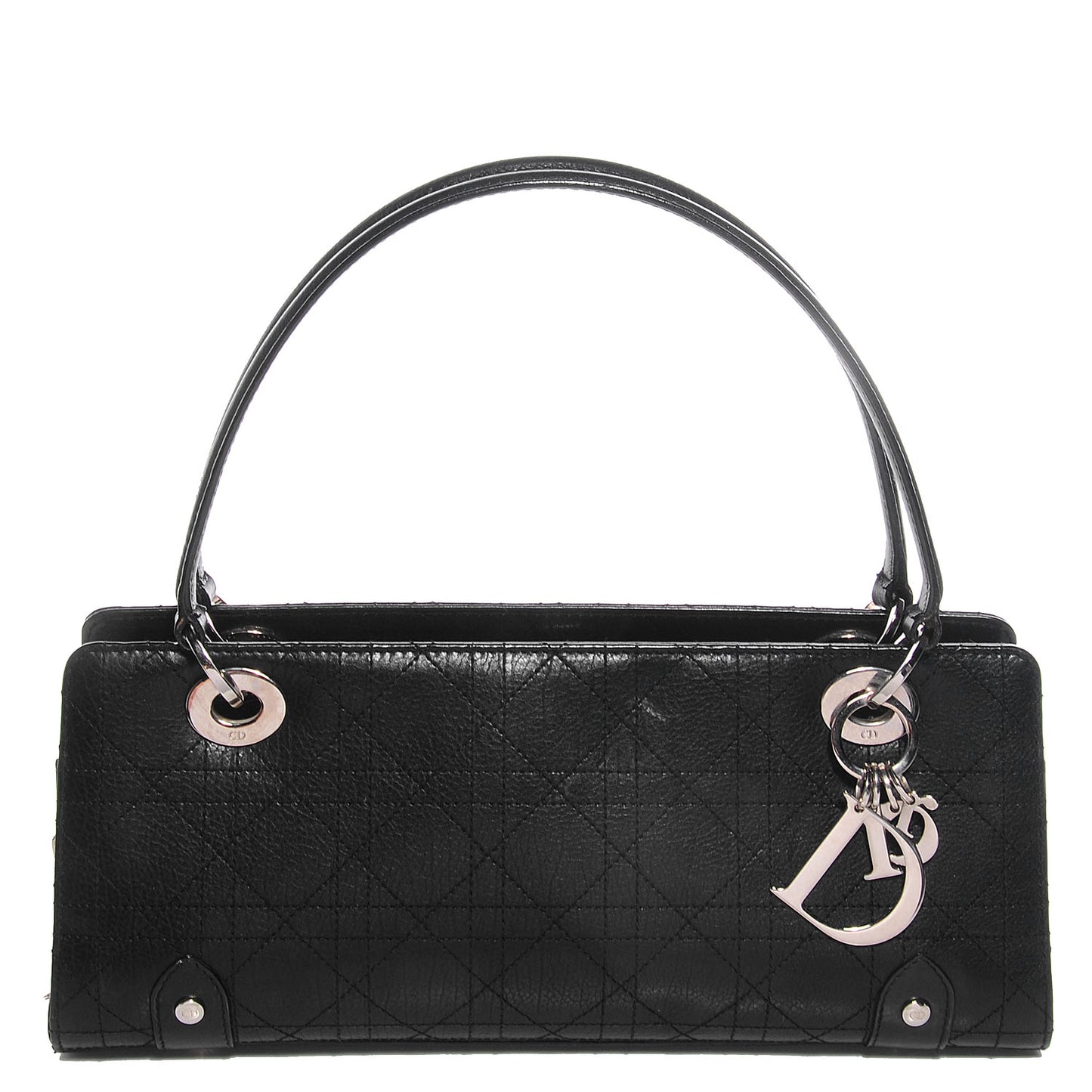 Calfskin Cannage Stitched Lady Dior East West Black