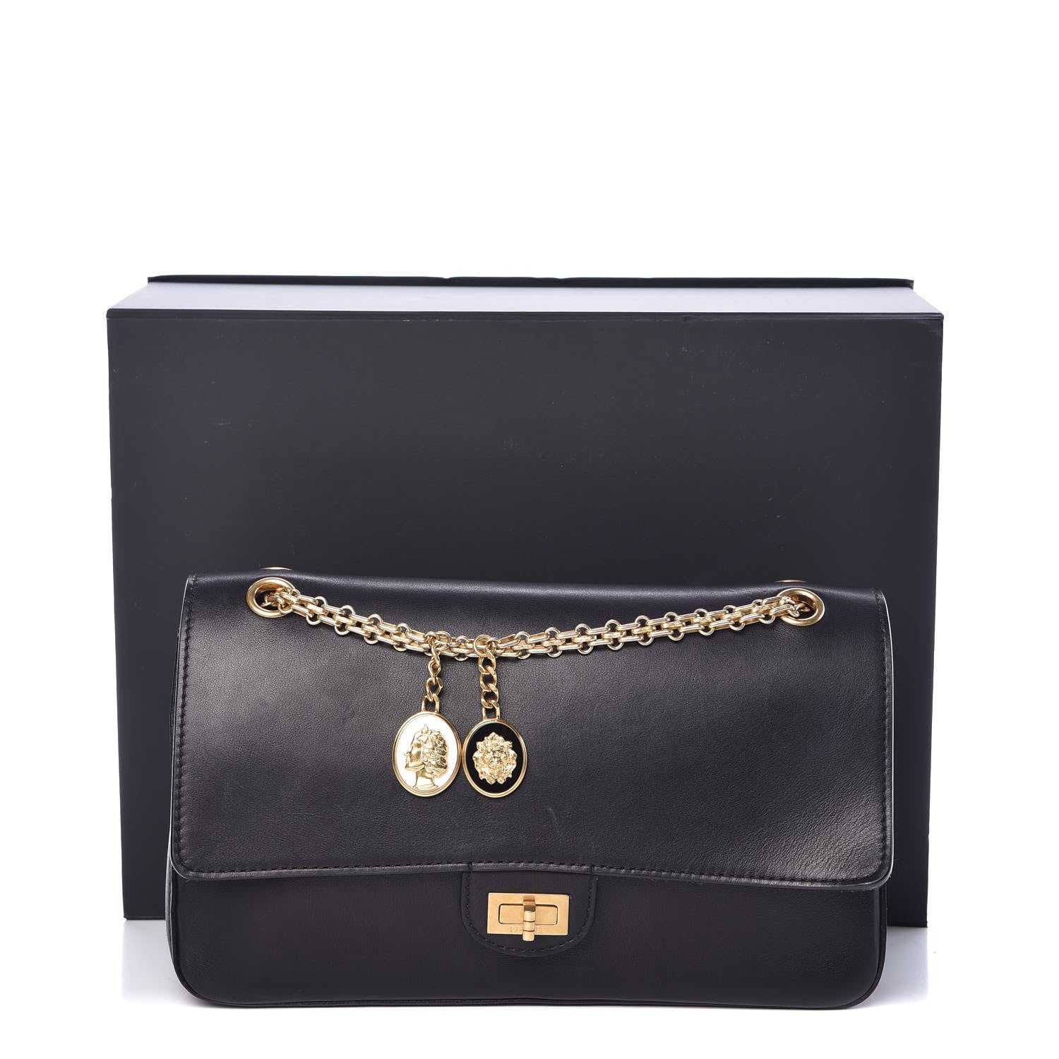 Chanel Calfskin Nude 2.55 Medals Reissue 226 Flap Black Grey Burgundy 10 of 10
