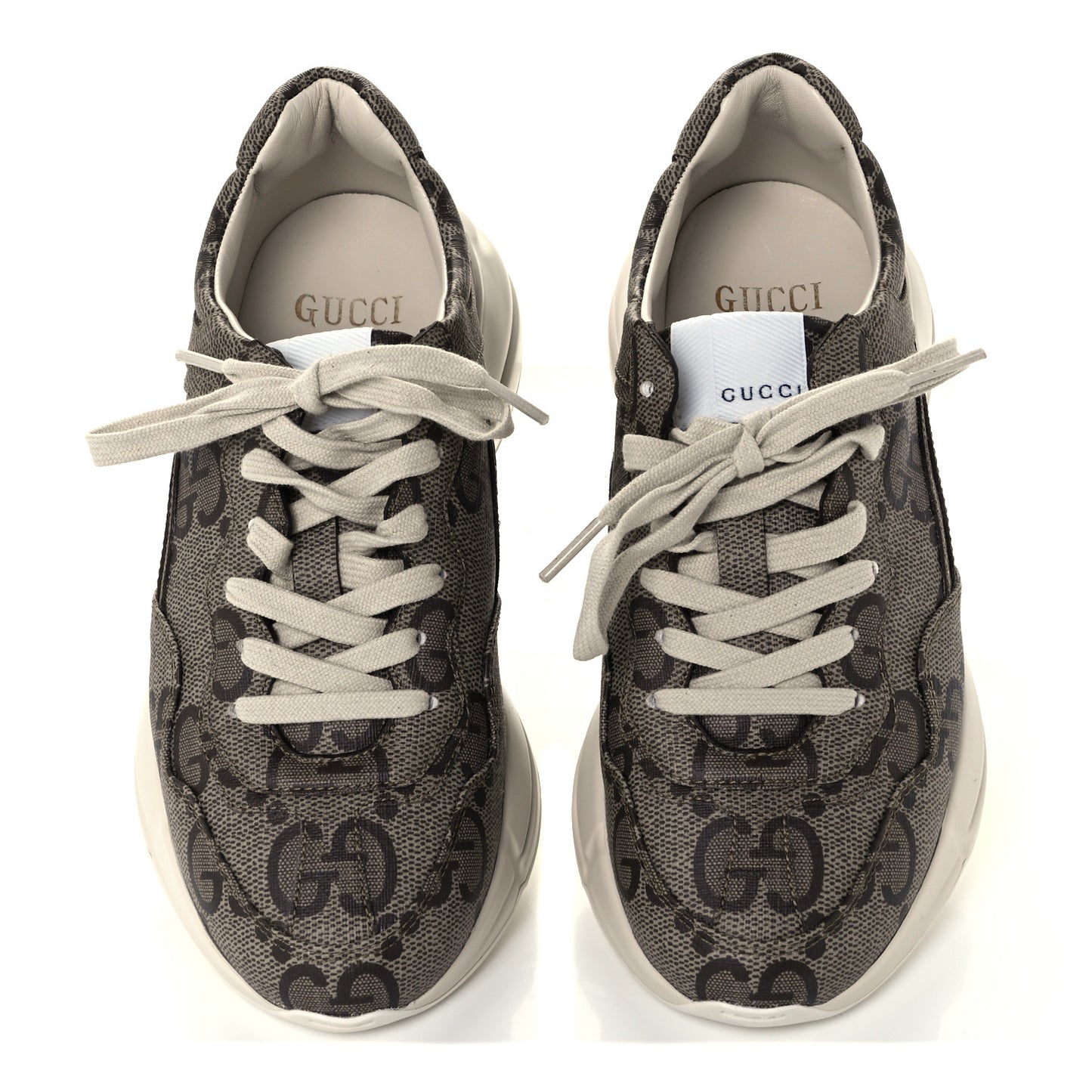 Maxi GG Supreme Monogram Gucci 100 Womens Rhyton Sneakers 37.5 Beige Ebony