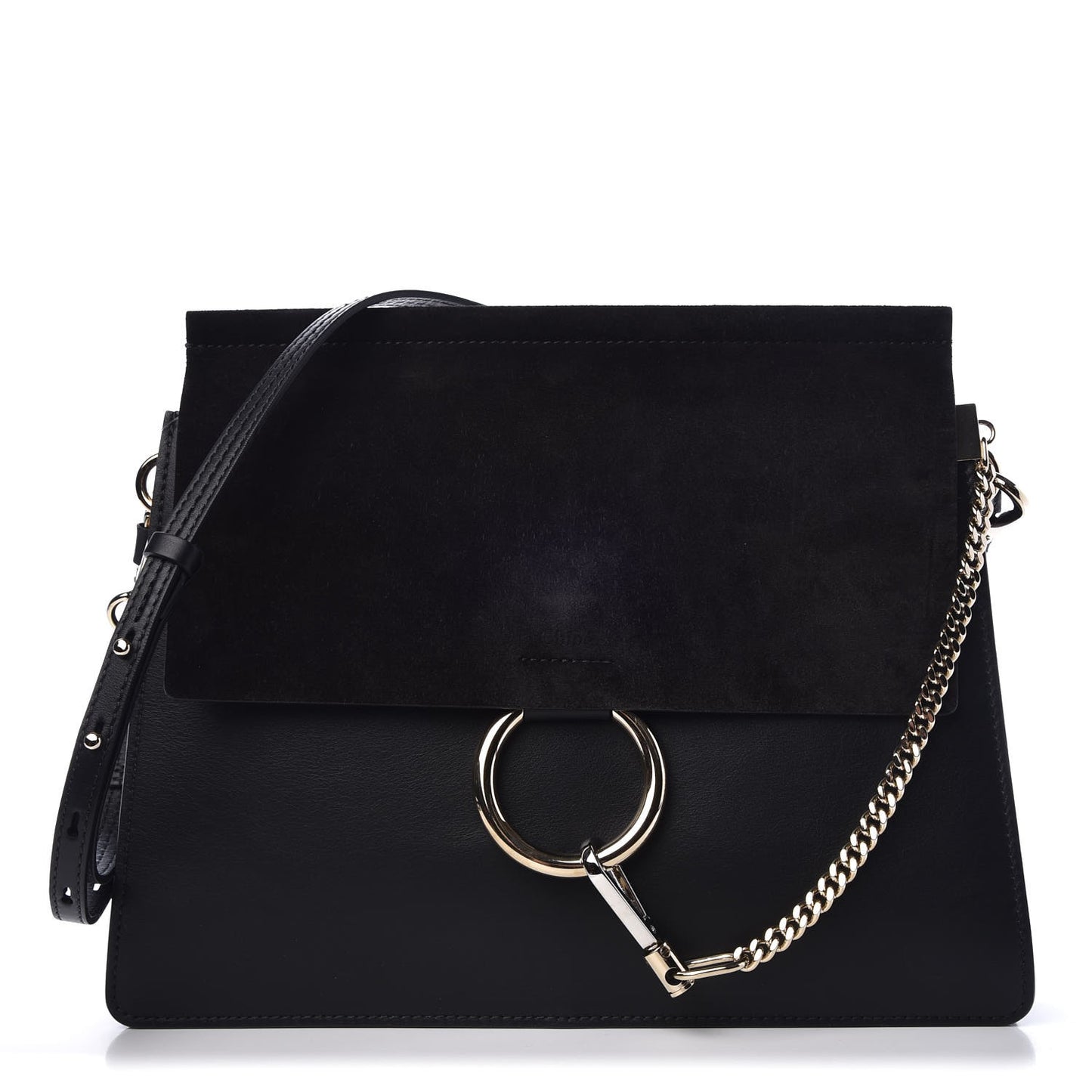 Suede Calfskin Medium Faye Shoulder Bag Black