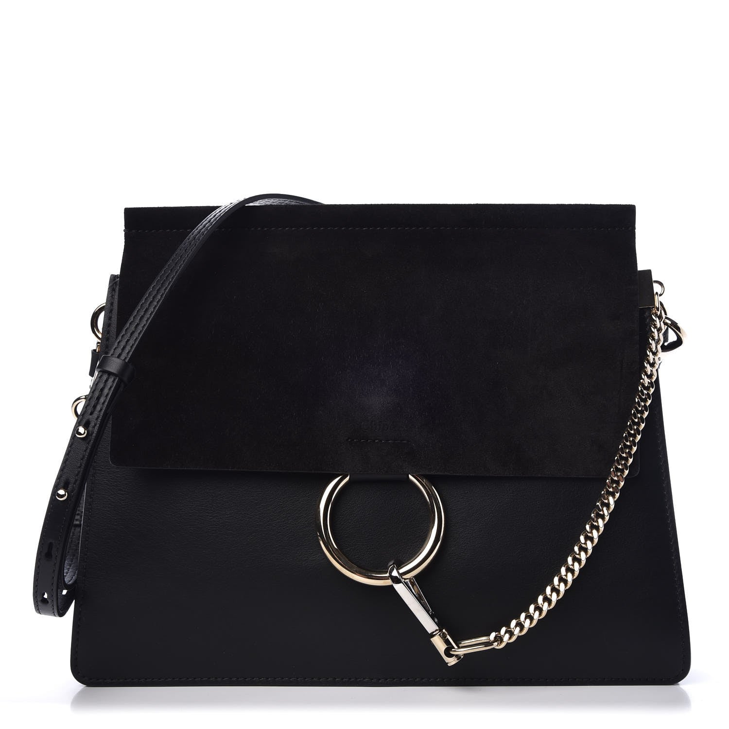 Chloe Suede Calfskin Medium Faye Shoulder Bag Black 1 of 9
