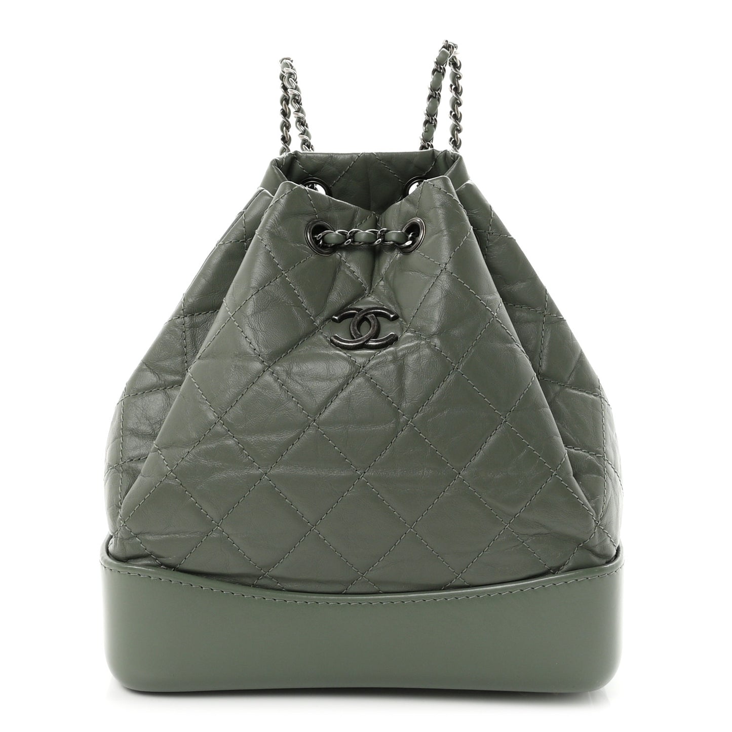 Aged Calfskin Quilted Small Gabrielle Backpack Green