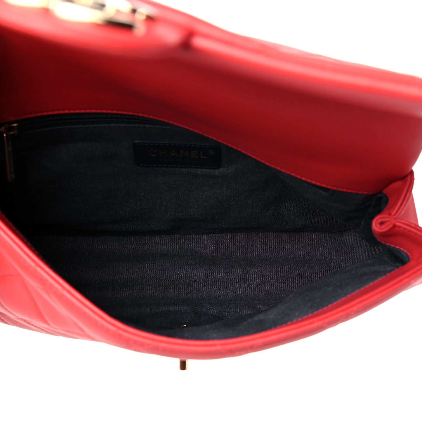 Lambskin Quilted Resin Bi-Color Chain Flap Bag Red
