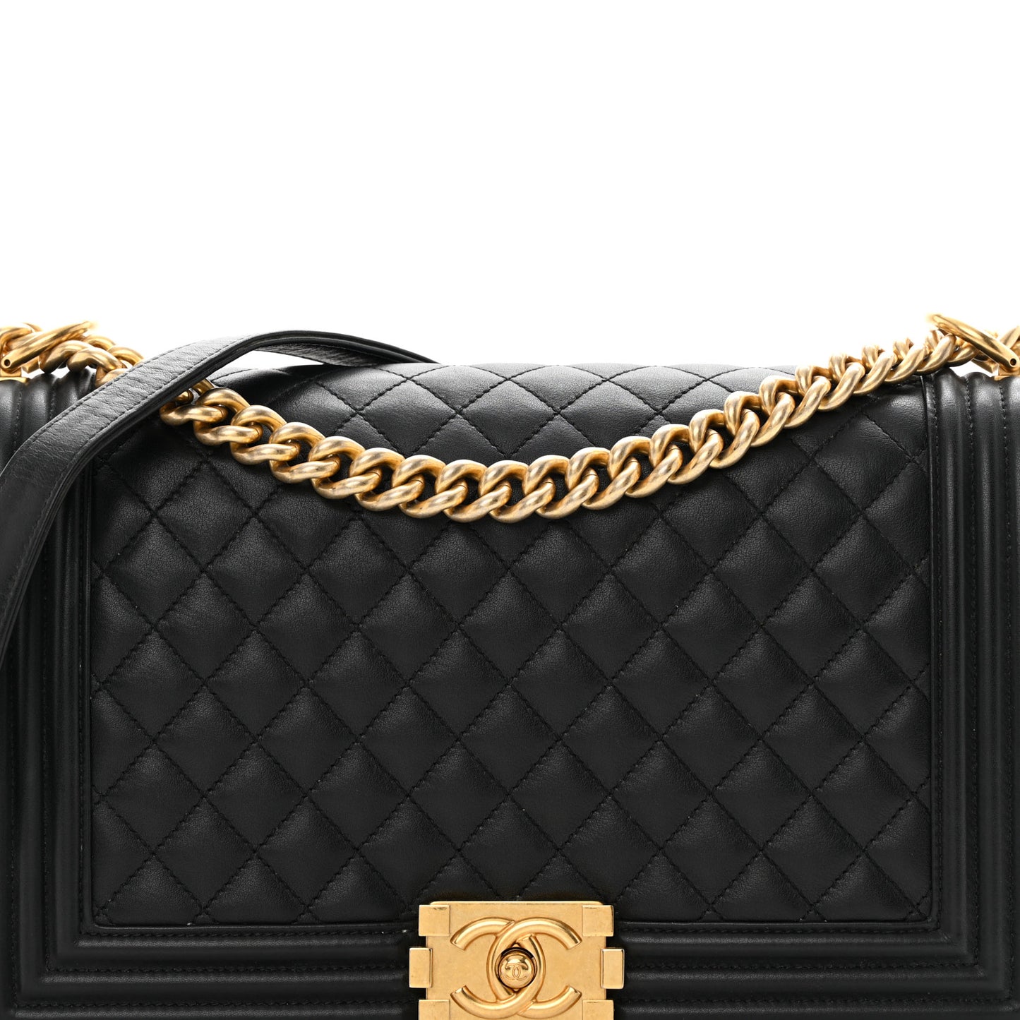 Calfskin Quilted New Medium Boy Flap Black