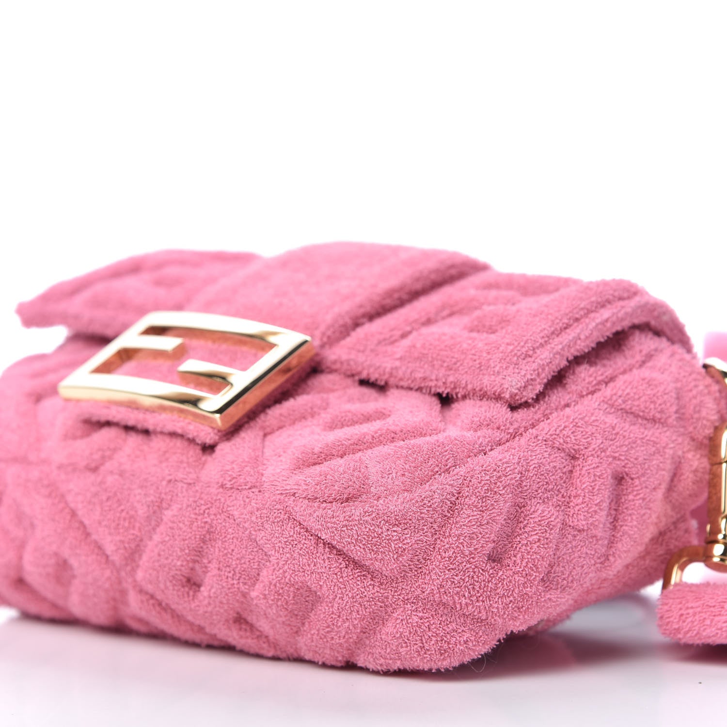 Fendi Terry Cloth Vitello Century Matte FF 1974 Embossed Belt Baguette Lollypop 8 of 11