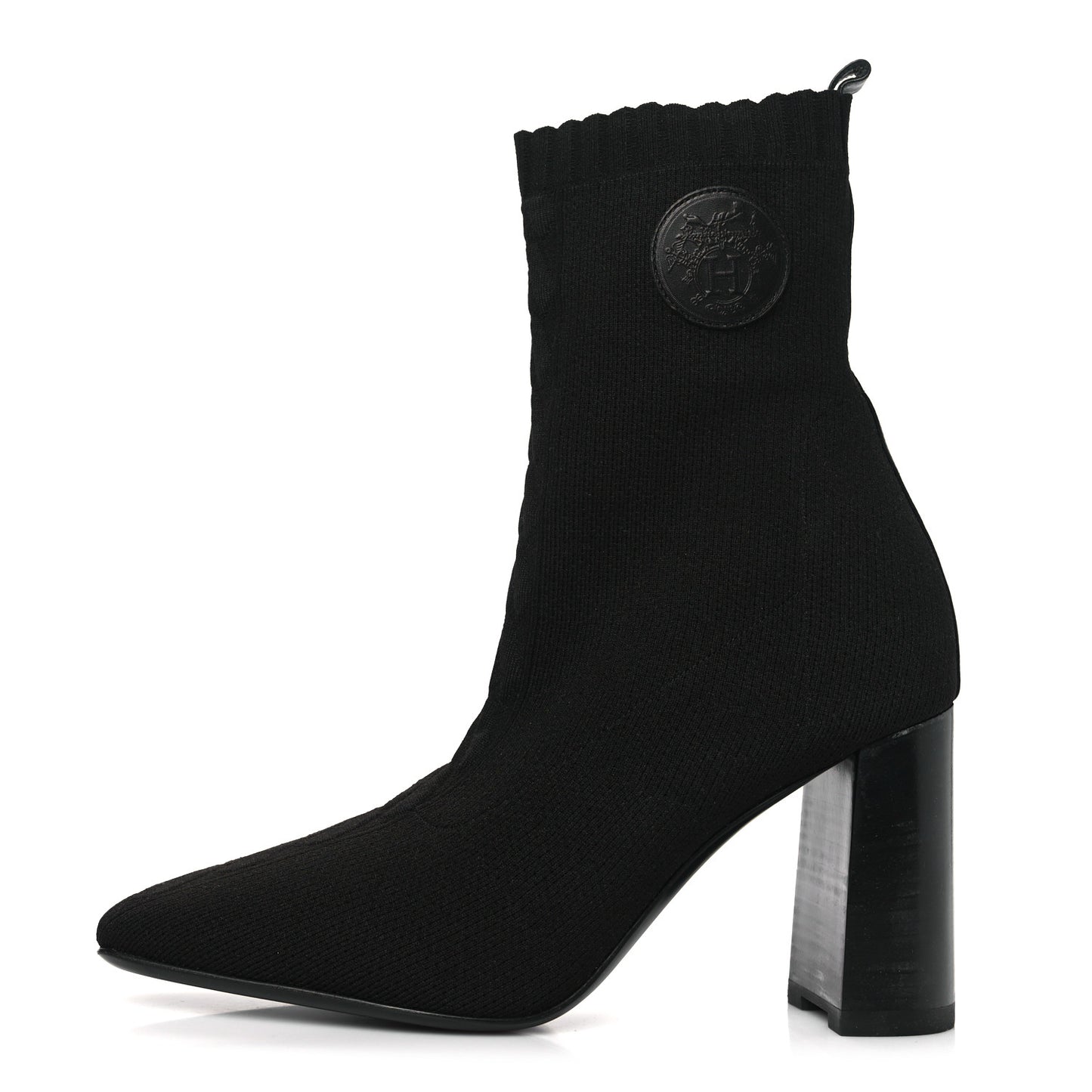 Knit Calfskin Volver 90 Ankle Boots 41 Black